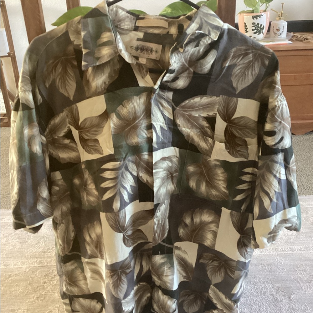 Compia Moda Leaf Print Short Sleeve Shirt